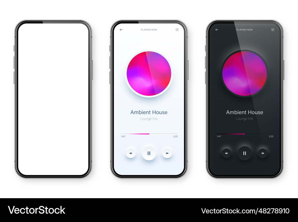 Online audio player user interface smartphone app Online audio player user interface smartphone app Vector Image