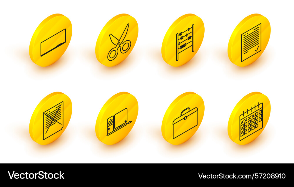 Set line calendar briefcase computer monitor Set line calendar briefcase computer monitor Vector Image