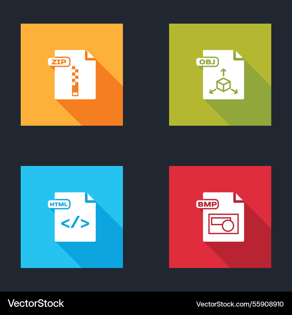 Set zip file document obj html and bmp icon Set zip file document obj html and bmp icon vector image