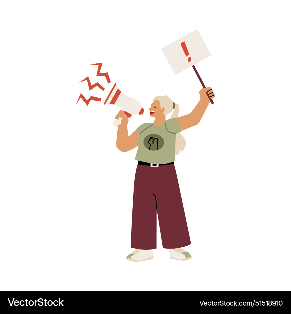 Woman with loudspeaker and calling poster Vector Image