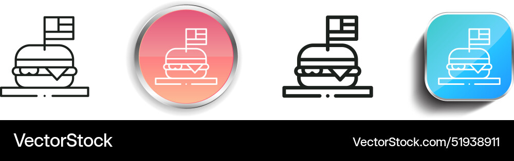 Burger icon thin linear regular and button style Vector Image
