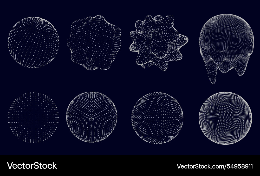 Dotted 3d sphere spherical forms distorted Dotted 3d sphere spherical forms distorted Vector Image