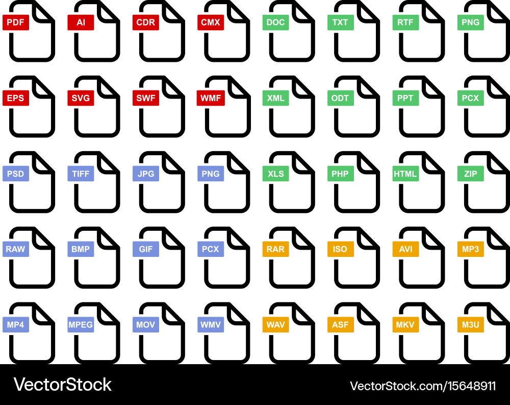 File simple icon set of different format vector image