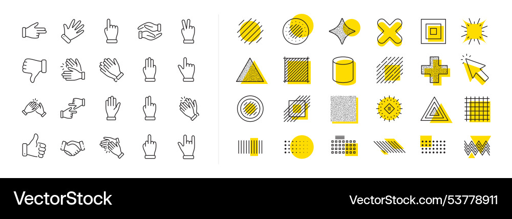 Hand gestures line icons handshake clapping Hand gestures line icons handshake clapping vector image