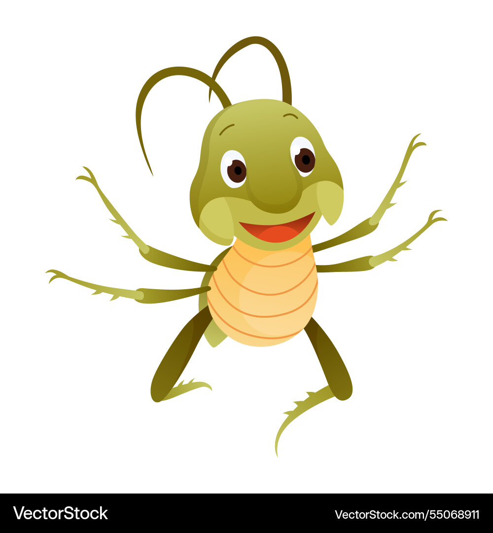 Playful cartoon grasshopper character in a dynamic Playful cartoon grasshopper character in a dynamic vector image