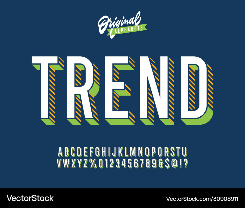 Retro 3D Alphabet Typeface Vector Image