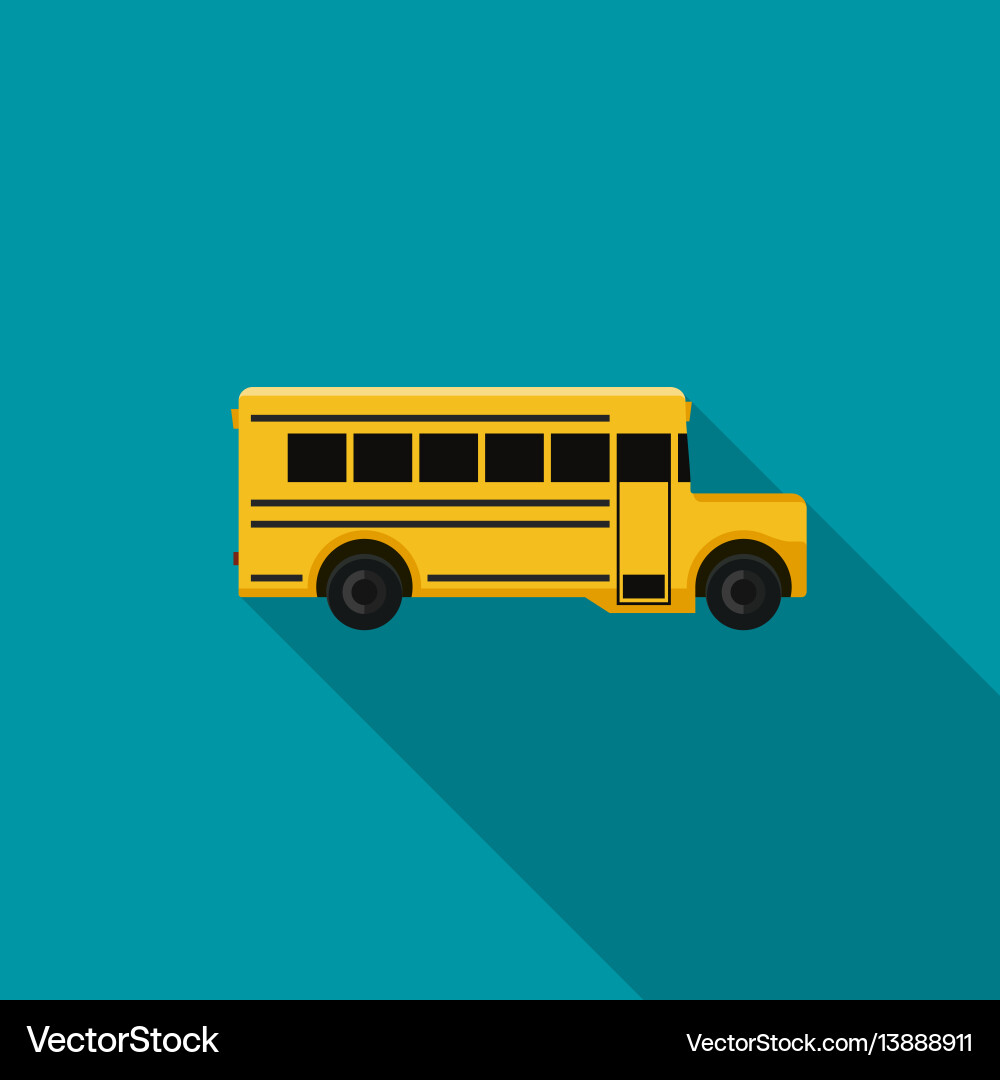 School Bus Flat Icon with Shadow vector image