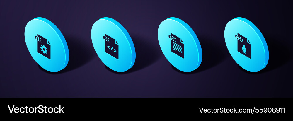 Set isometric eps file document txt html and dll vector image