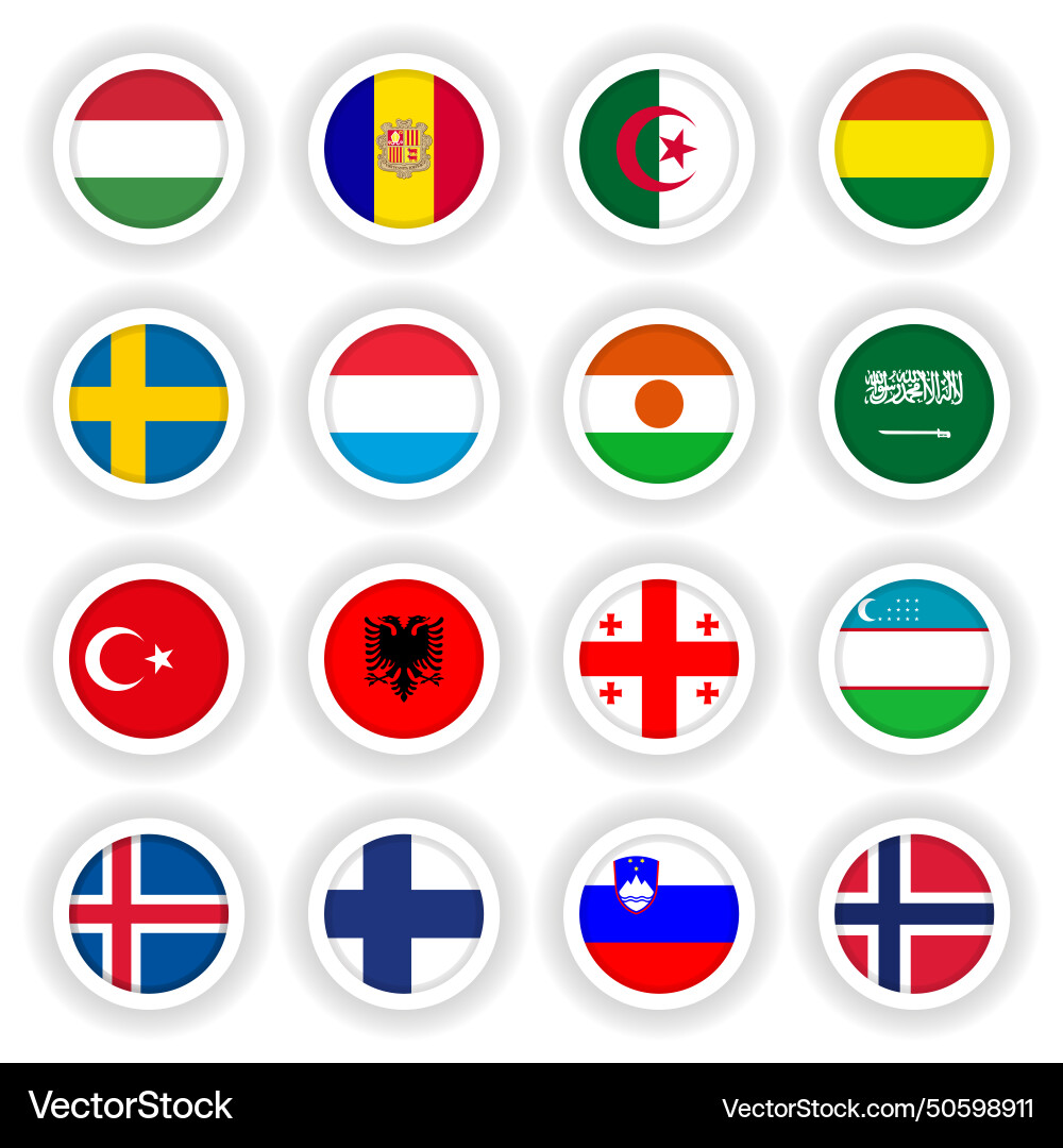 Set of country flags round buttons Set of country flags round buttons vector image