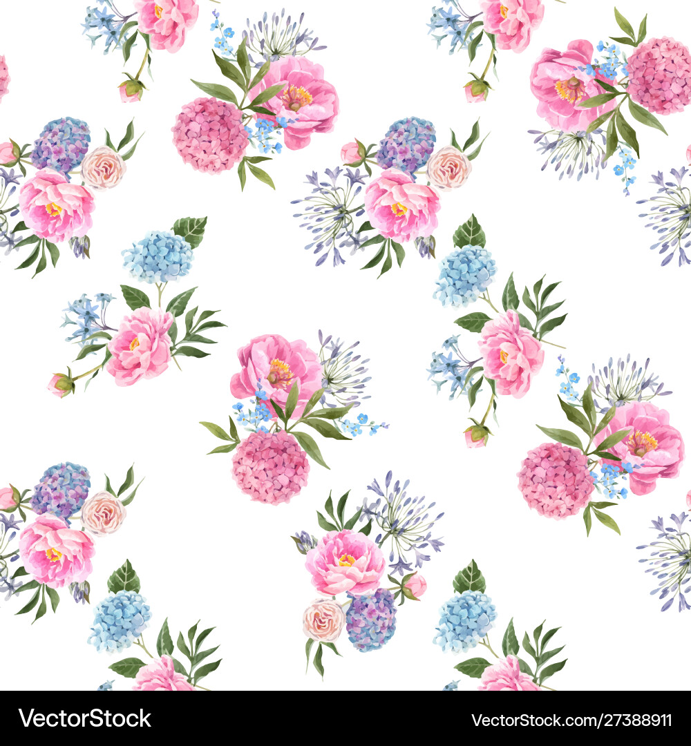 Watercolor floral bouquet seamless pattern Watercolor floral bouquet seamless pattern vector image