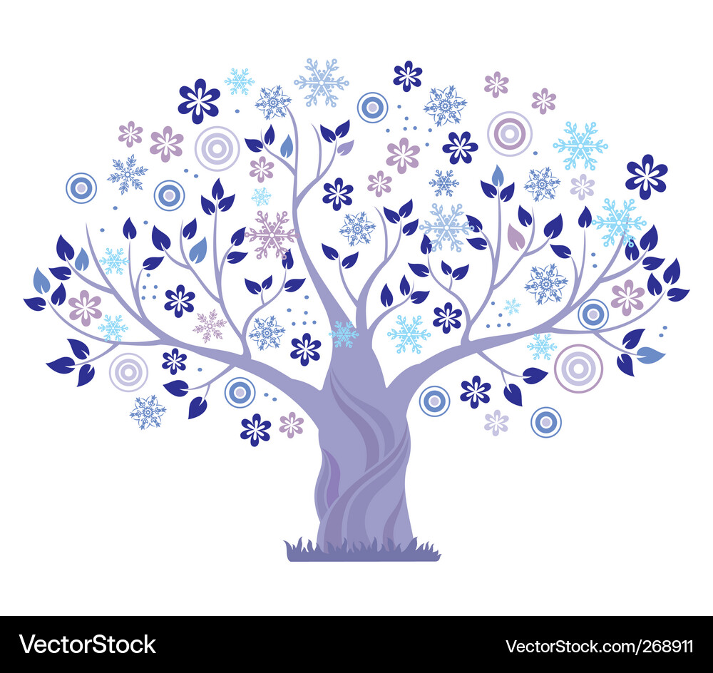 Winter Snowflake Tree Vector Image