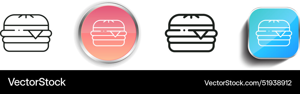 Burger icon thin linear regular and button style vector image