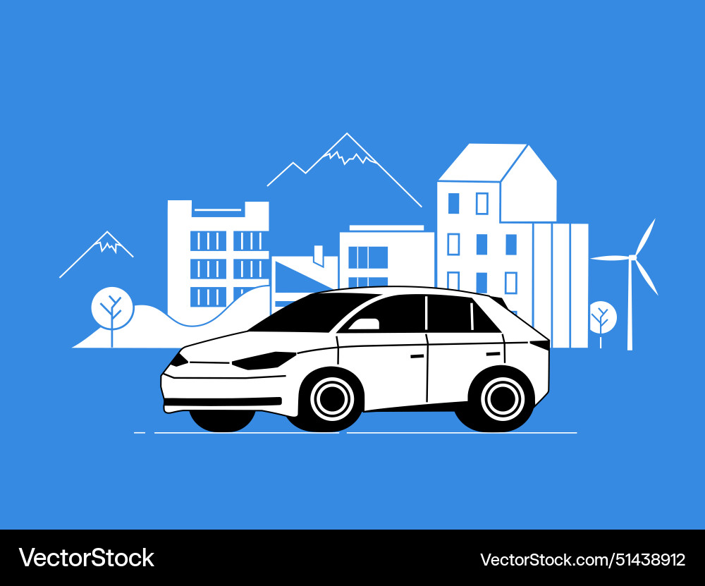 Car on the background of urban landscape Car on the background of urban landscape vector image