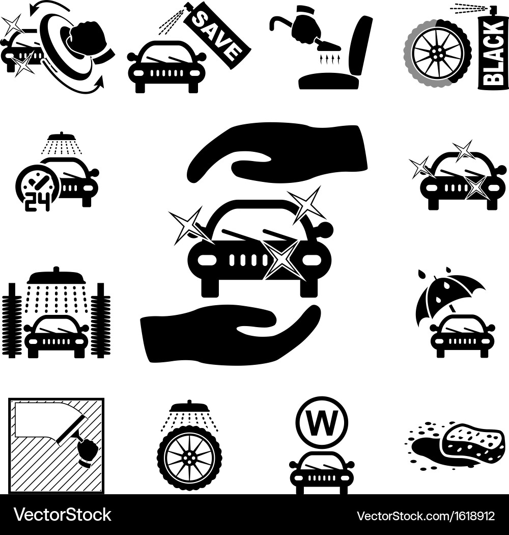 Car Wash Icons Collection Vector Image