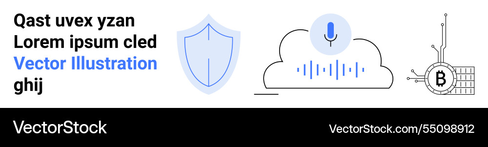 Cybersecurity shield voice recognition in cloud Cybersecurity shield voice recognition in cloud vector image