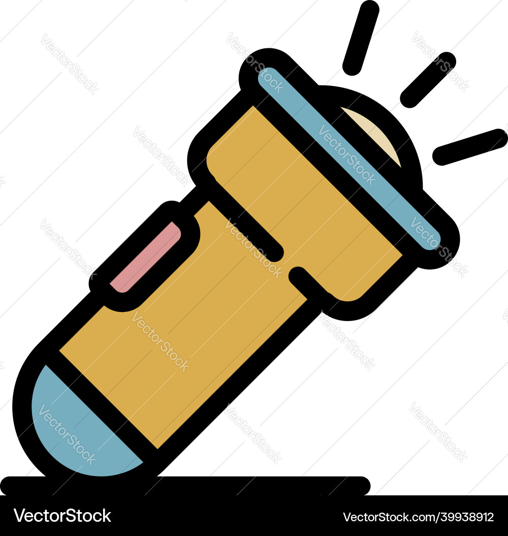 Flashlight icon color outline Vector Image