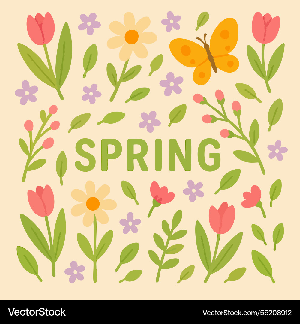 Hello spring background print design Hello spring background print design Vector Image