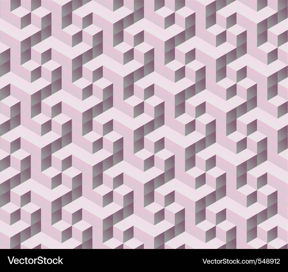Isometric Cube Pattern - Pink & Gray Vector Image