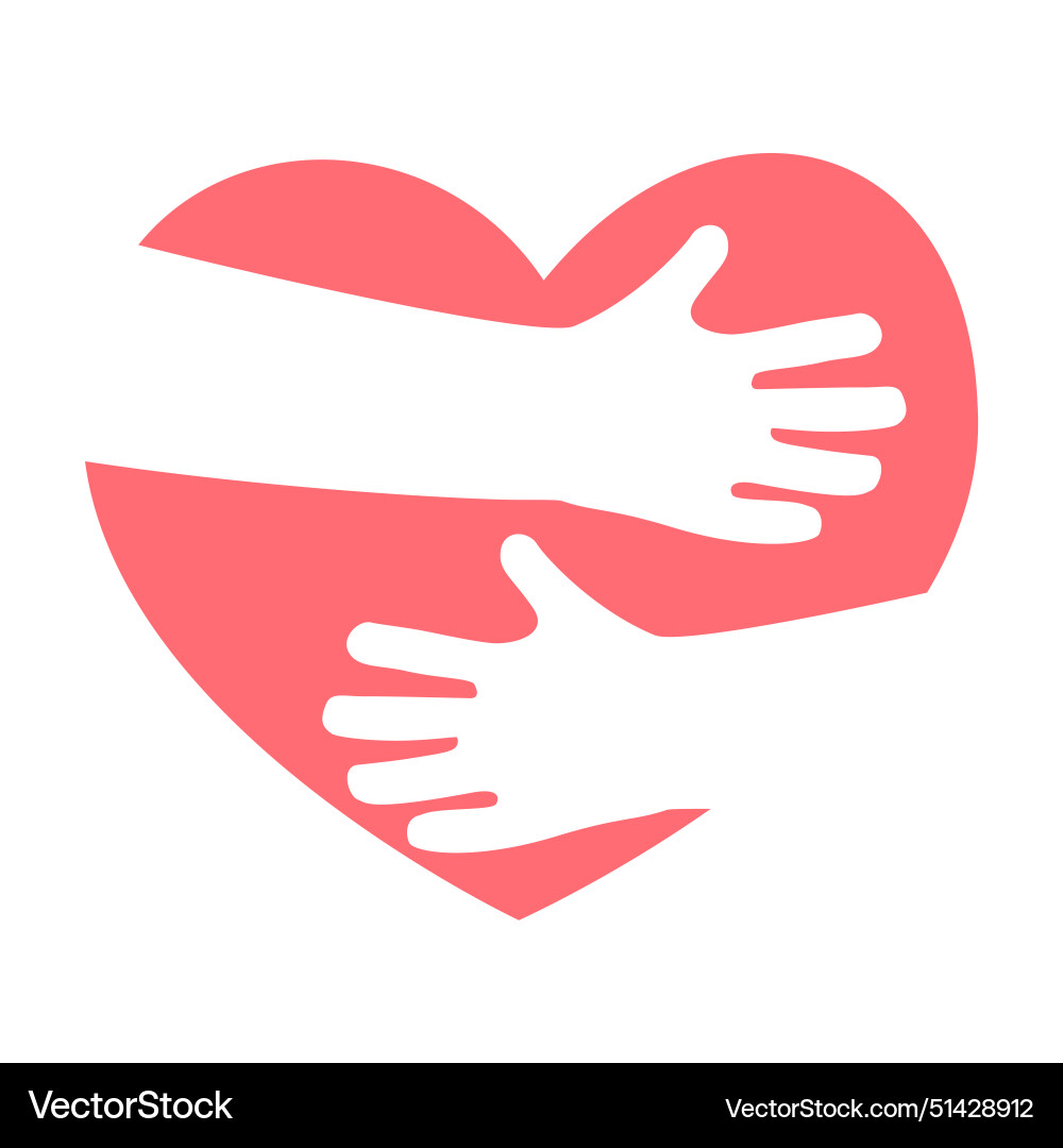 Love yourself concept heart character hugging Vector Image