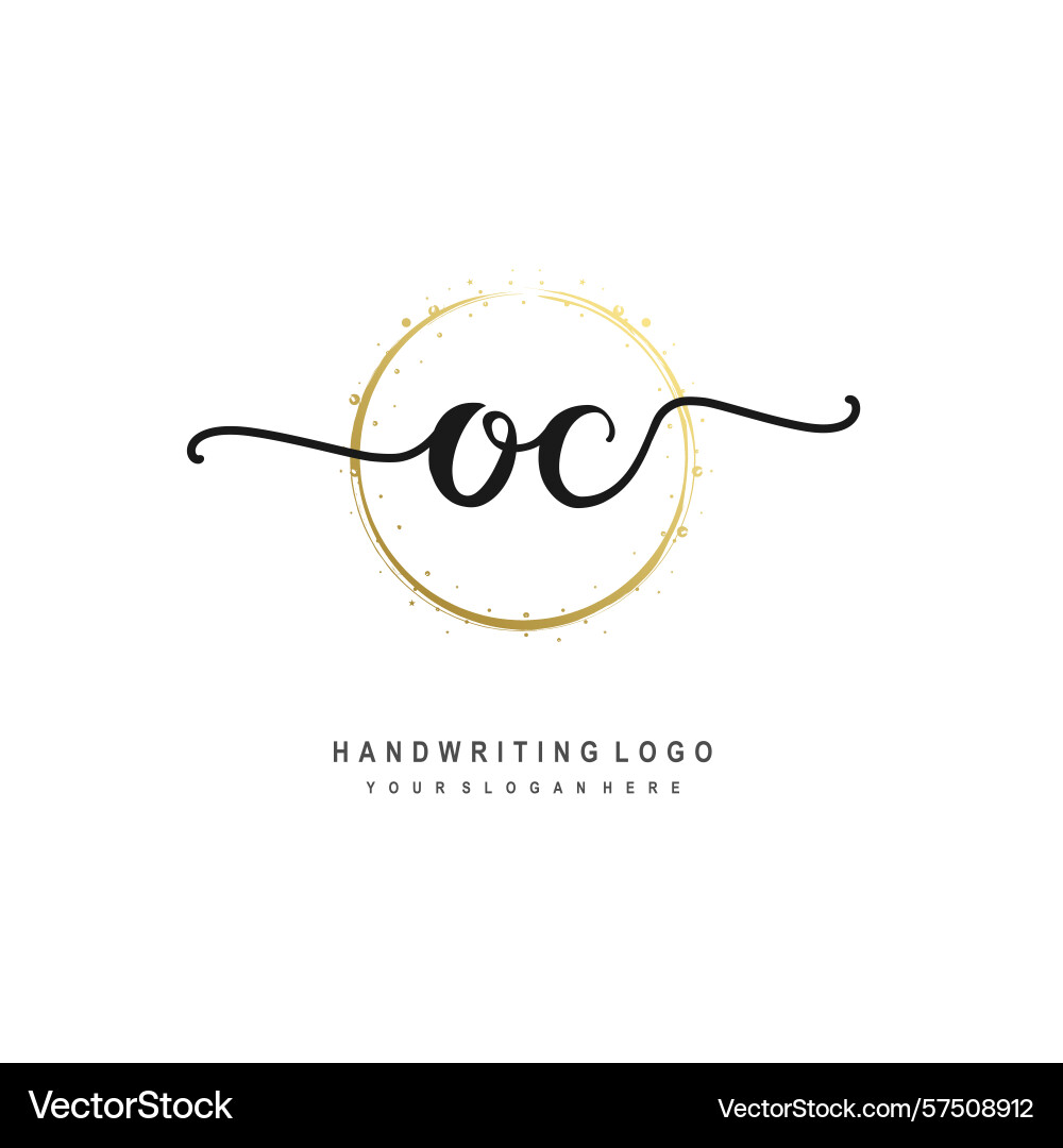 Oc initial handwriting logo with circular wave Oc initial handwriting logo with circular wave Vector Image