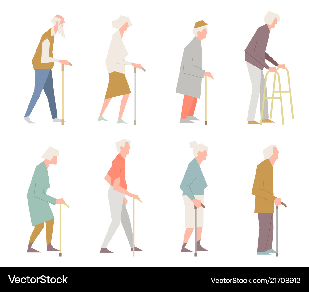 People on the street old in different vector image