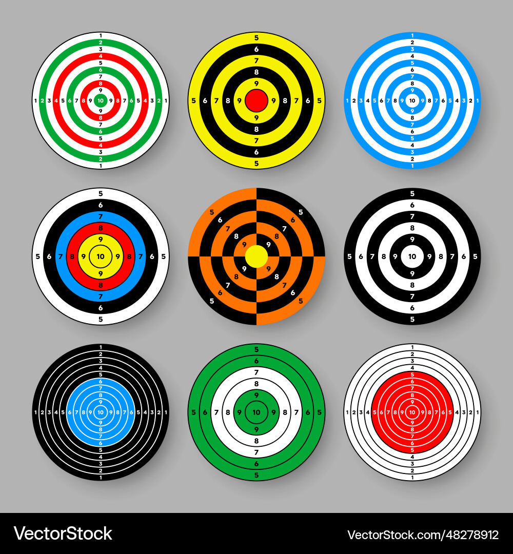 Shooting range paper targets round target Shooting range paper targets round target vector image