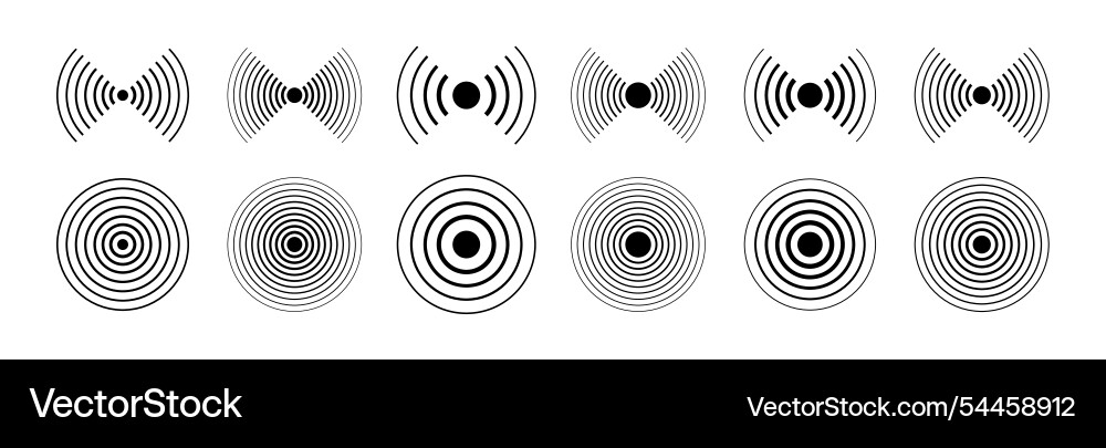 Sonar Sound Wellen Ikone gesetzt konzentrische Kreiszeichen Sonar Sound Wellen Ikone gesetzt konzentrische Kreiszeichen vektorbild