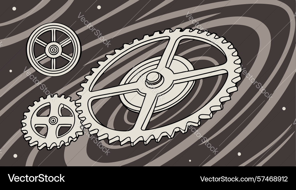 Void gears abstract systems in empty space design vector image