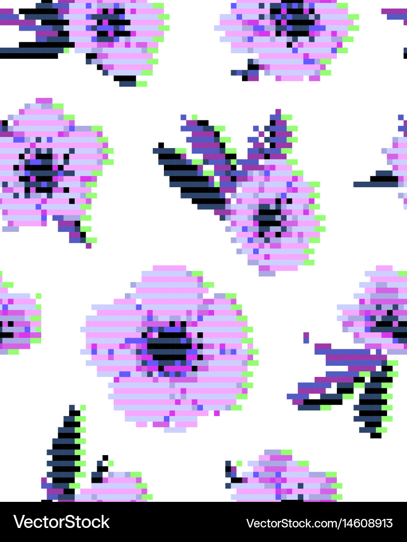 Anemone Flower Seamless Pattern Vector Image