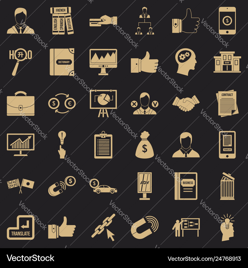 Business computer icons set simple style vector image