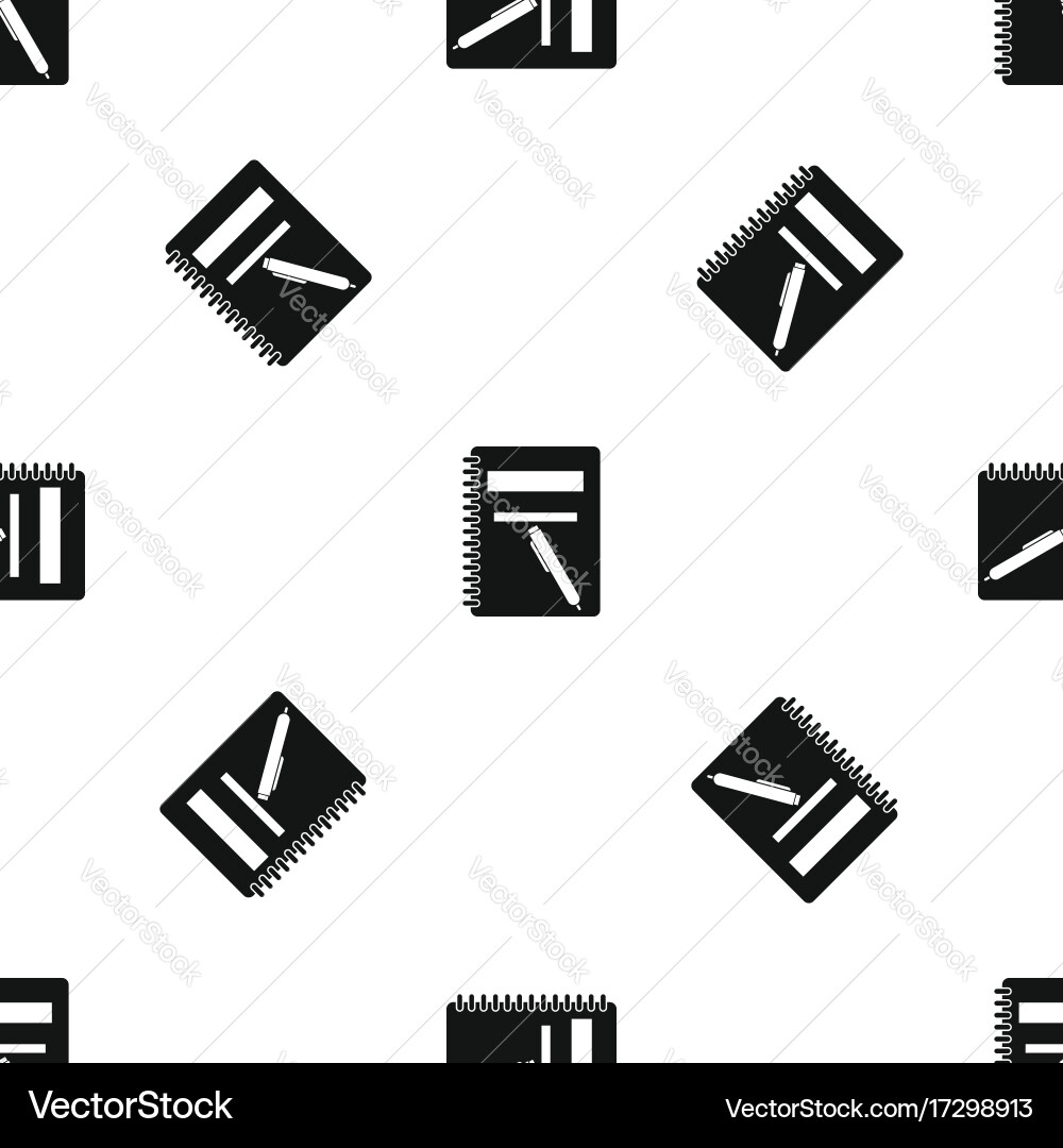 Closed spiral notebook and pen pattern seamless Vector Image