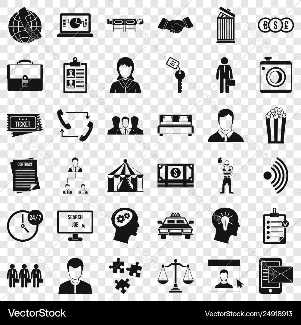 Coherence in job icons set simple style Vector Image