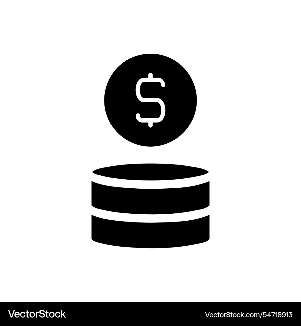 Dollar coin falling on stack concept of saving Vector Image