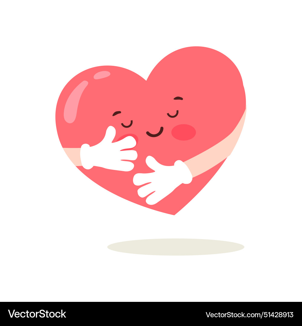 Love yourself concept heart character hugging Vector Image