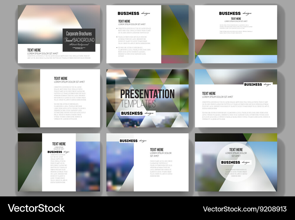 Set of 9 templates for presentation slides vector image