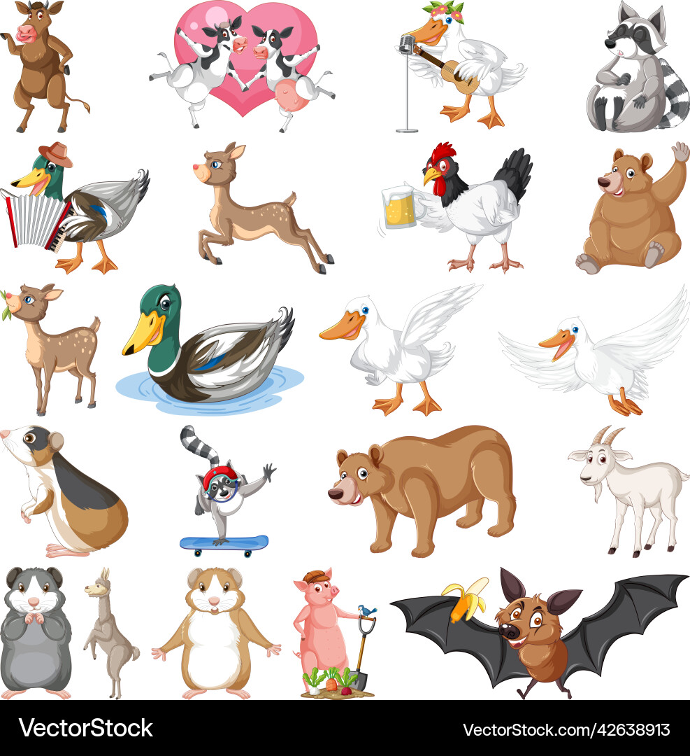 Set of different kids animals vector image