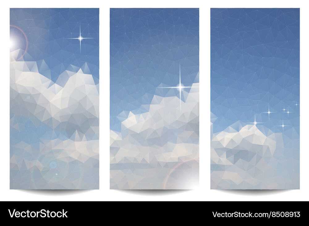 Triangular clouds in the sky background set Vector Image