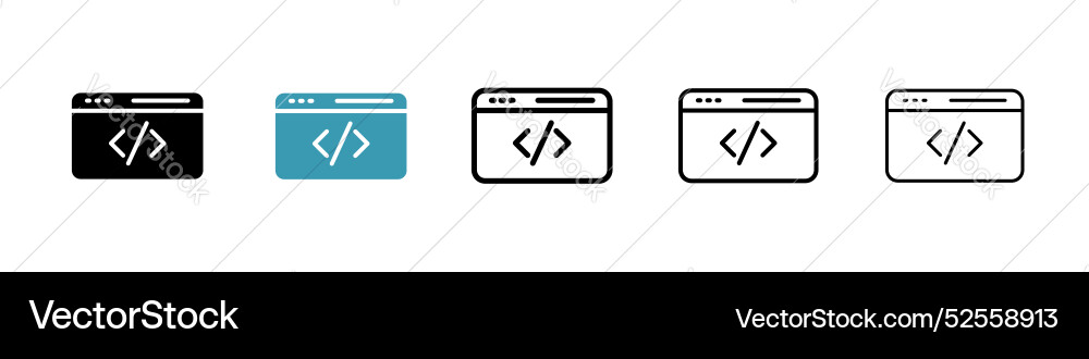 Web code icon set on white background vector image