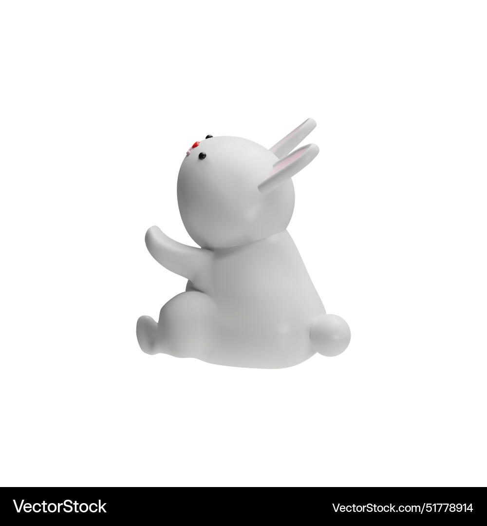 3d of a rabbit sitting view Royalty Free Vector Image