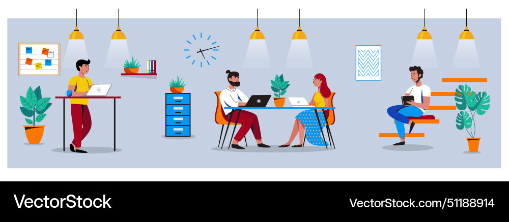 Coworking freelance teamwork communication Vector Image