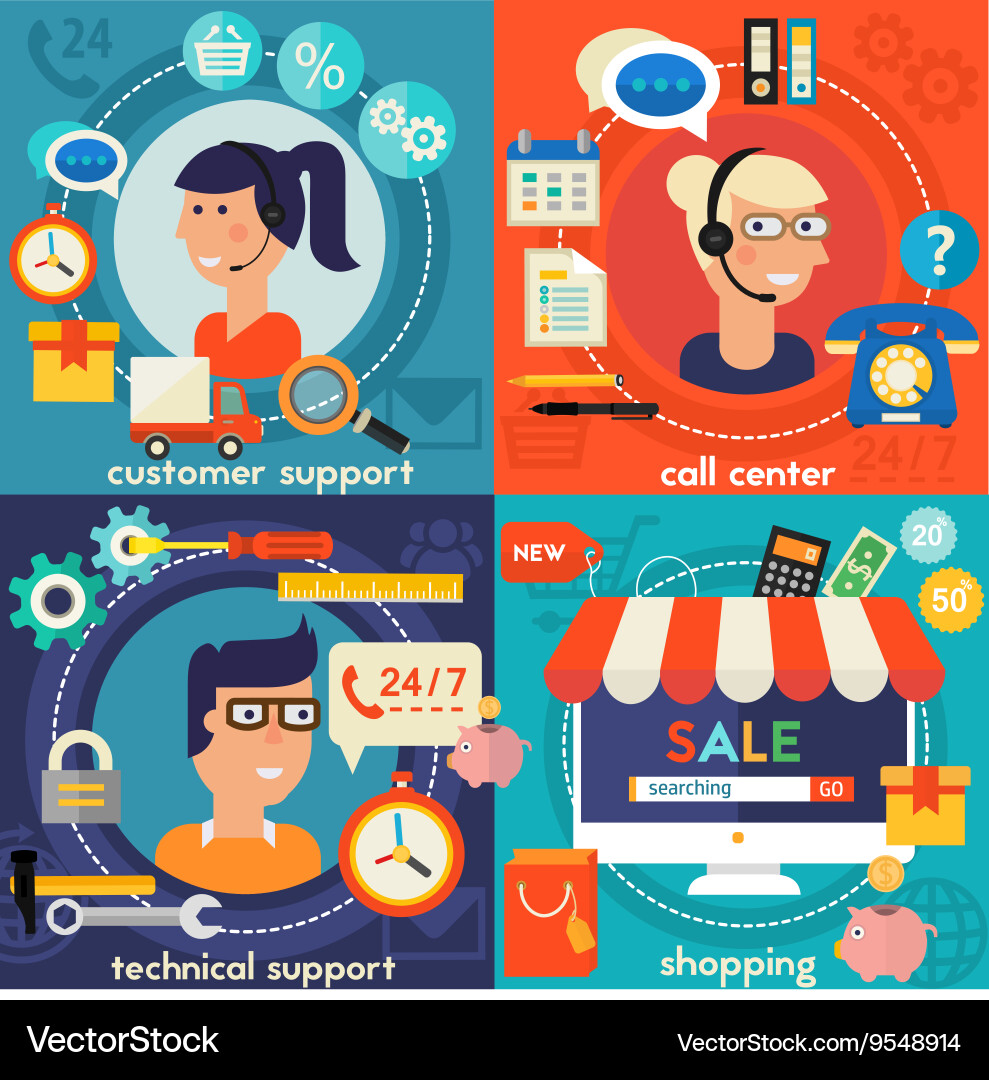Customer and technical support call center concept Vector Image