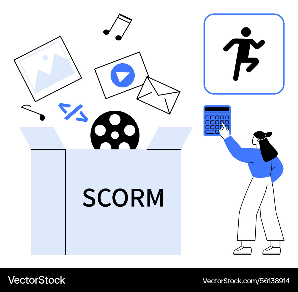 Digital content in scorm package with coding Digital content in scorm package with coding vector image