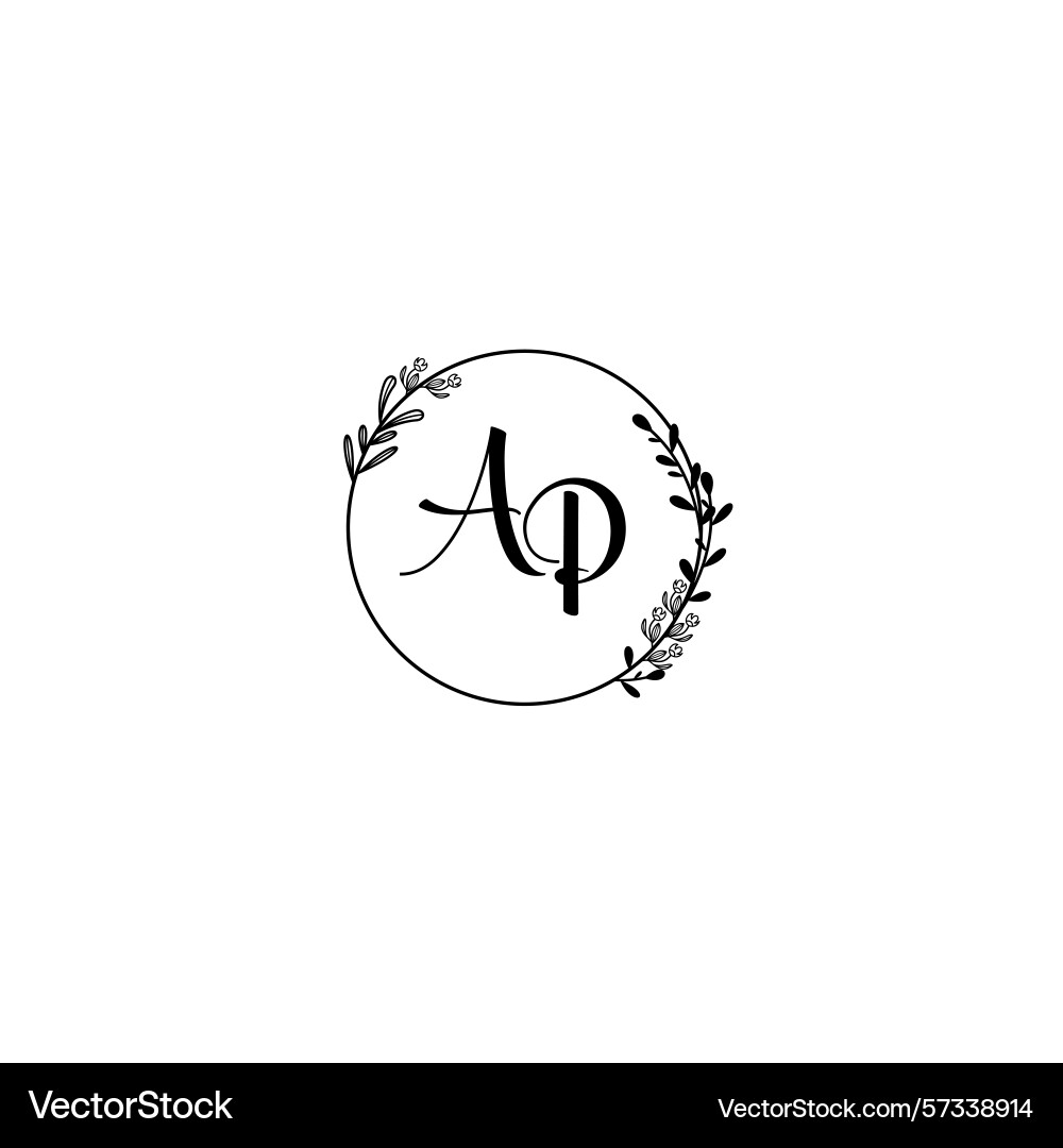 Elegant ap floral monogram logo for wedding Vector Image