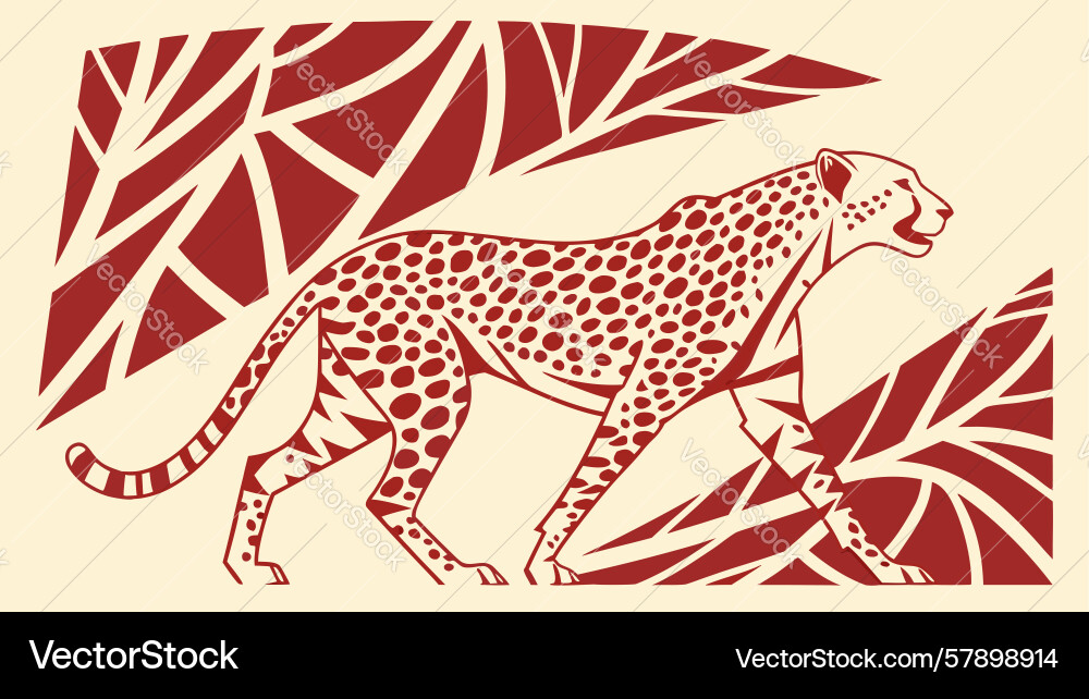 Geometric patterned cheetah design generative ai Vector Image