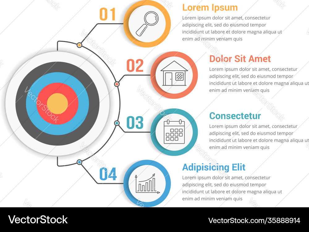 Infographic template with target Vector Image