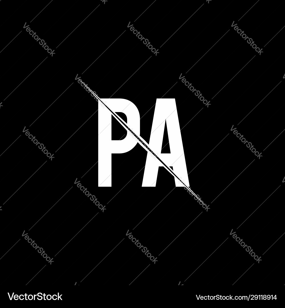 Pa logo monogram with slash style design template Pa logo monogram with slash style design template Vector Image