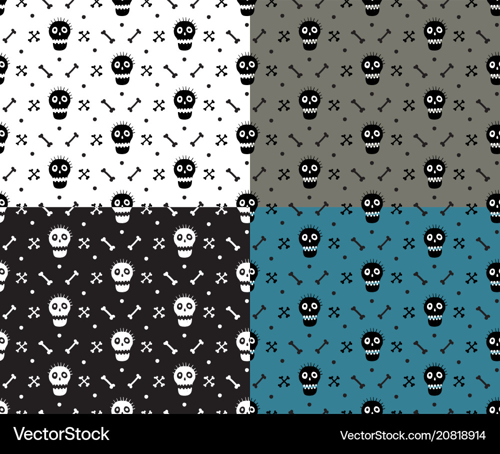 Skull and Bones Seamless Pattern vector image