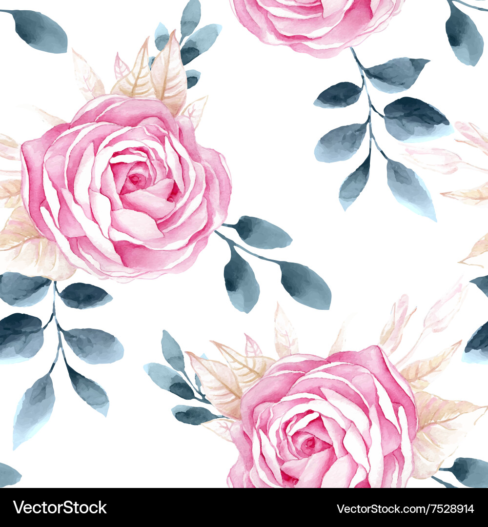Watercolor Roses Seamless Pattern vector image