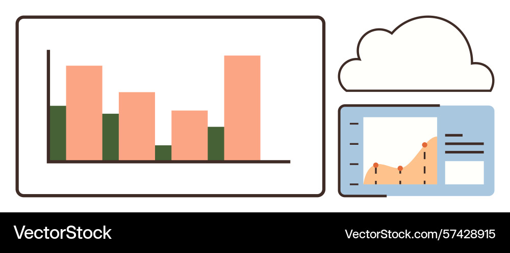 Data visualization on interactive dashboard Data visualization on interactive dashboard vector image