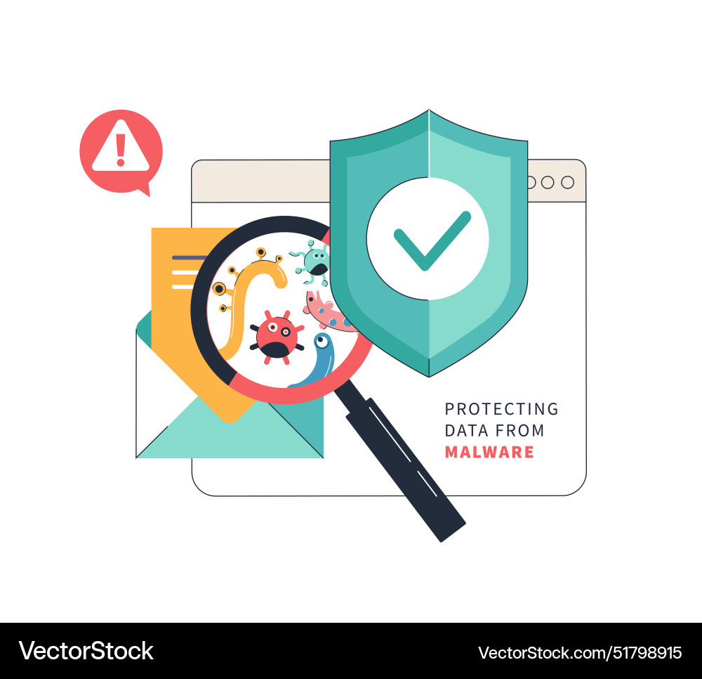 Protecting data from malware and spam - modern Protecting data from malware and spam - modern vector image